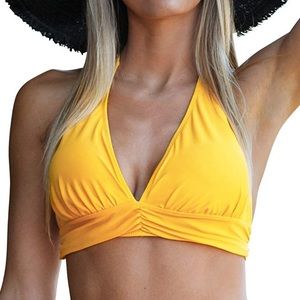 CUPSHE yellow Bikini Halter Top - NWOT